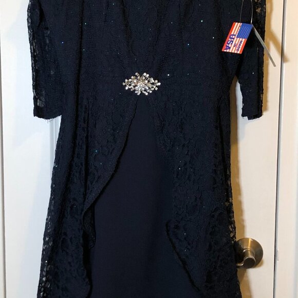 Ideas by Barbara Gown Style# 5825 NAVY BLUE Size M NWT - Picture 5 of 16